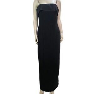 Vintage Alex Evenings Elegant Black Spaghetti Strap Formal Maxi Dress Sz8 90s